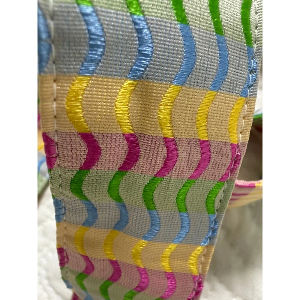 J. McLaughlin D-Ring Belt‎ Womens Small Multicolor Woven Wavy Stripe Made in USA